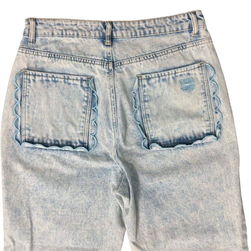 Never Fully Dressed Light Wash Blue Scallop Detail Straight Leg Jeans size 10 - Picture 9 of 13